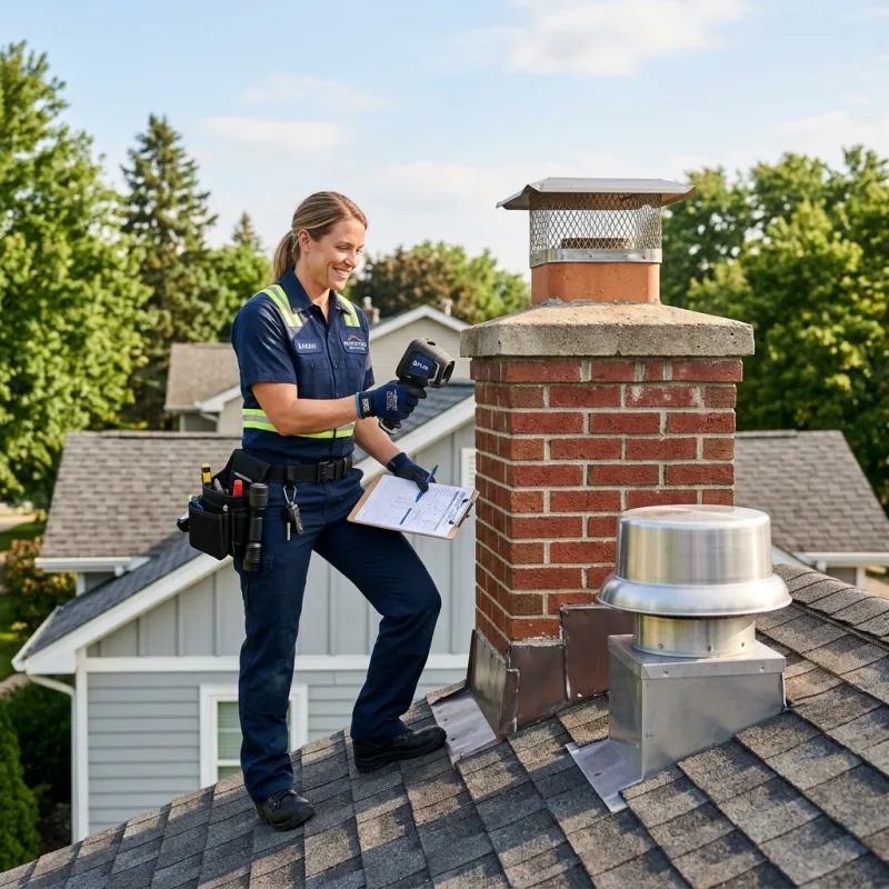 Technician inspecting a Rosebud roof cavity and ductwork for a dead bird